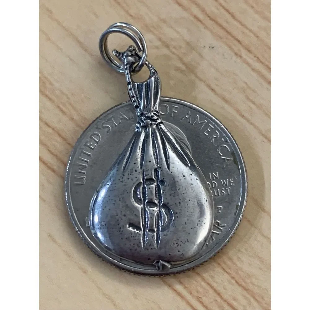Money Bag Sterling Silver Jewelry Charm